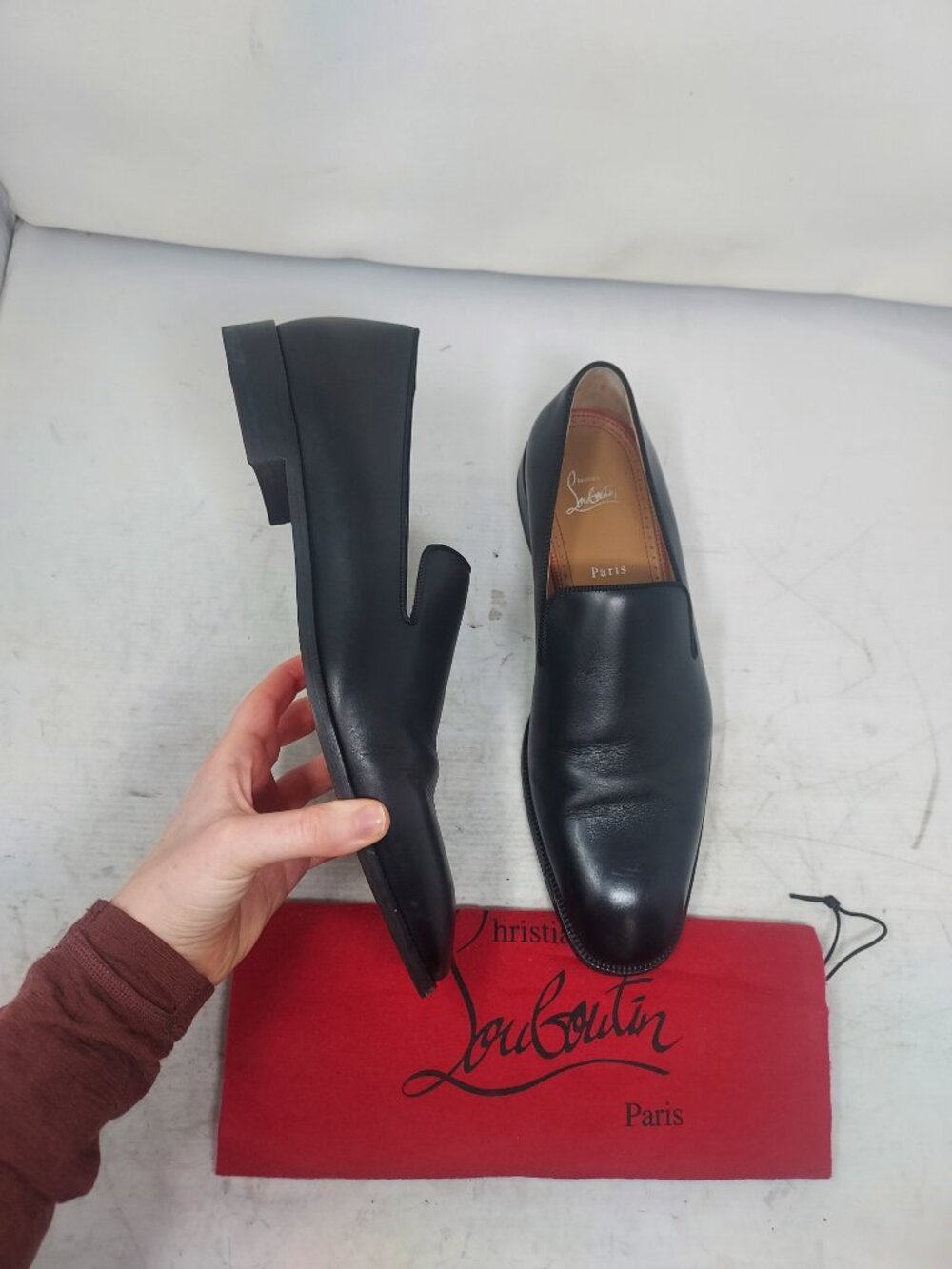 Christian Louboutin MENS Dandelion Black Smooth Leather Loafer Shoe